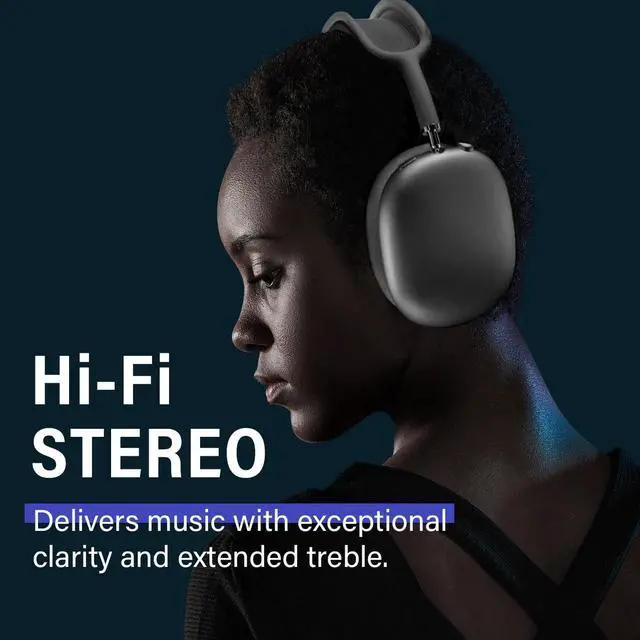 Alt view image 6 of 7 - Wireless Headphones Bluetooth Active Noise Canceling over Ear Headphones with Microphones Hifi Audio for iOS/Android-Space Gray