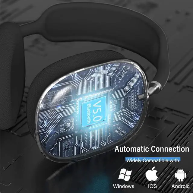 Alt view image 5 of 7 - Wireless Headphones Bluetooth Active Noise Canceling over Ear Headphones with Microphones Hifi Audio for iOS/Android-Space Gray