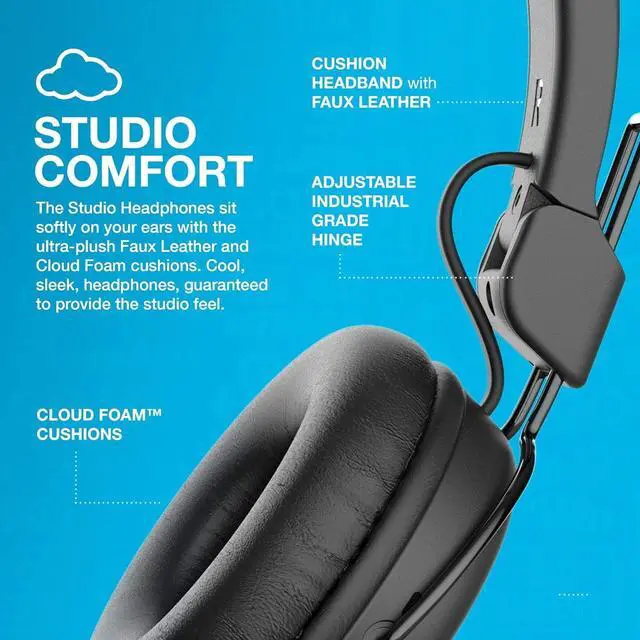 Alt view image 3 of 6 - On-Ear Headphones & Over-Ear Headphones, Foldable, Black, HASTUDIORBLK4