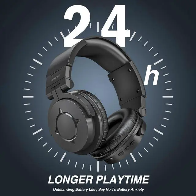 Alt view image 3 of 7 - Bluetooth Headphones Noise Cancelling Over Ear Headphones, Foldable Wireless Headphones with Mic Hi-Fi Deep Bass