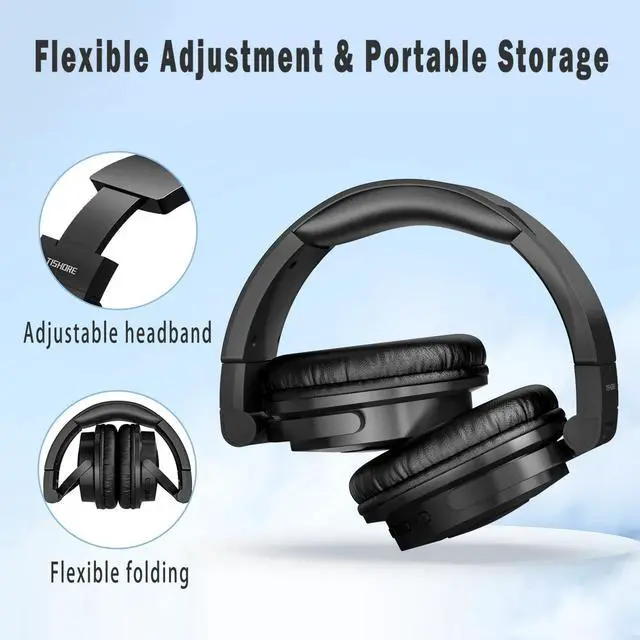 Alt view image 5 of 7 - Bluetooth Headphones Noise Cancelling Over Ear Headphones, Foldable Wireless Headphones with Mic Hi-Fi Deep Bass