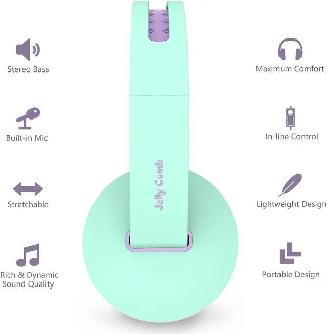 Alt view image 3 of 7 - Headphones with Mic, Jelly Comb Foldable Corded Headphones None with Microphone