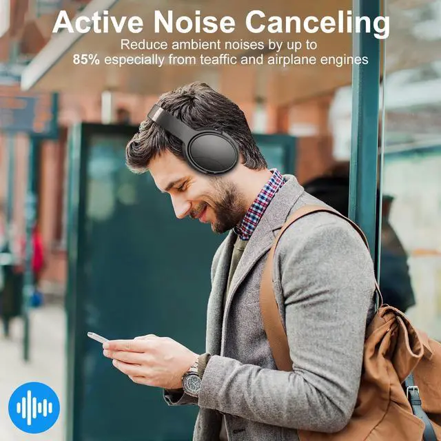 Alt view image 3 of 6 - Wireless Bluetooth Over Ear Headphones with Microphone, Black, Q8