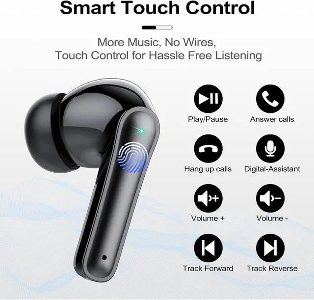 Alt view image 5 of 7 - Wireless Earbuds, In Ear Headphones Bluetooth 5.3 with 4 HD Microphone, 48hr Playtime Wireless Headphones, Deep Bass, ENC Noise Cancelling Earbuds IP7 Waterproof Earphones LED Display USB-C