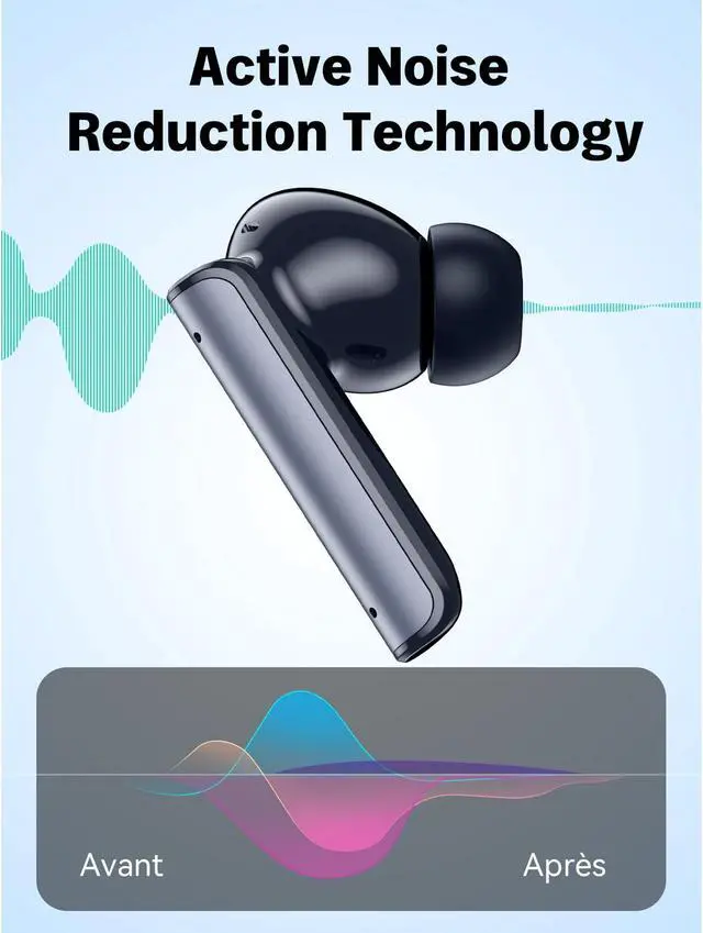 Alt view image 5 of 7 - Noise Cancelling Earbuds Bluetooth 5.3 Headphones True Wireless Earbuds Touch Control with Wireless Charging Case in-Ear Earbuds with Mic for TV Smart Phone Computer Laptop