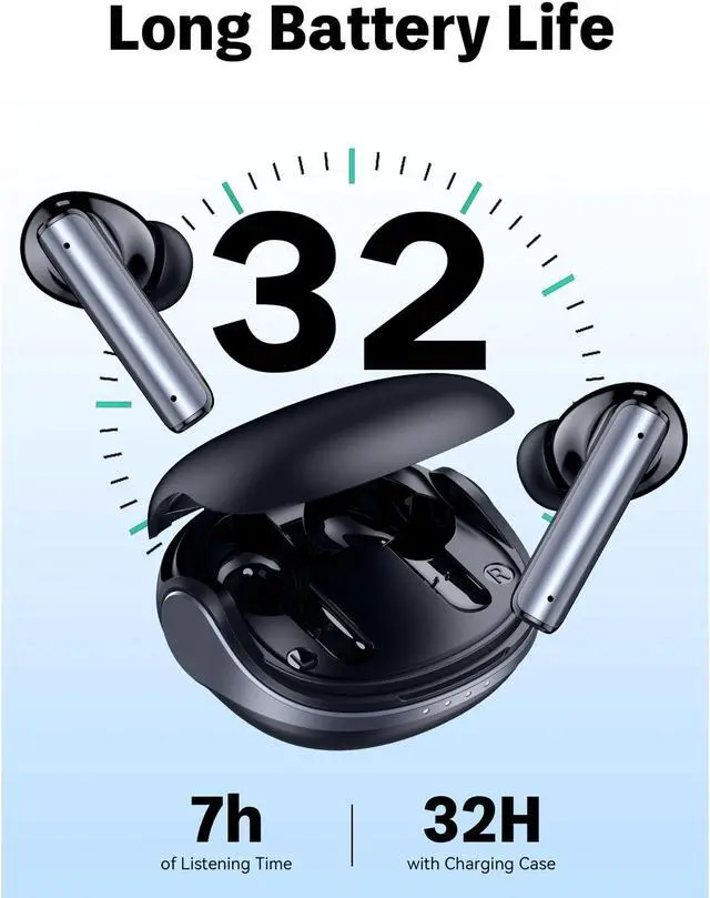 Alt view image 3 of 7 - Noise Cancelling Earbuds Bluetooth 5.3 Headphones True Wireless Earbuds Touch Control with Wireless Charging Case in-Ear Earbuds with Mic for TV Smart Phone Computer Laptop