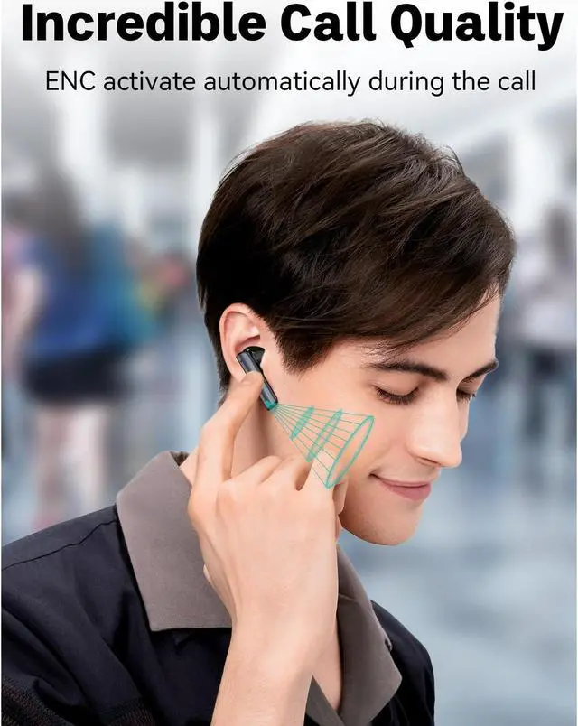 Alt view image 7 of 7 - Noise Cancelling Earbuds Bluetooth 5.3 Headphones True Wireless Earbuds Touch Control with Wireless Charging Case in-Ear Earbuds with Mic for TV Smart Phone Computer Laptop