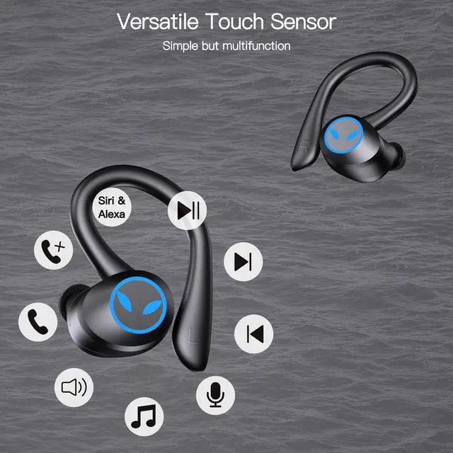 Alt view image 6 of 7 - Wireless Earbuds - Bluetooth Headphones - Wireless Earbuds 120hrs Playtime - Wireless Charging Case Digital Display Sports Ear buds with Earhook Deep Bass