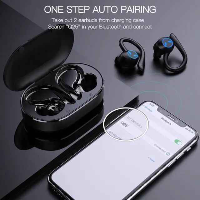 Alt view image 5 of 7 - Wireless Earbuds - Bluetooth Headphones - Wireless Earbuds 120hrs Playtime - Wireless Charging Case Digital Display Sports Ear buds with Earhook Deep Bass