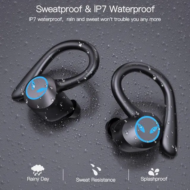 Alt view image 3 of 7 - Wireless Earbuds - Bluetooth Headphones - Wireless Earbuds 120hrs Playtime - Wireless Charging Case Digital Display Sports Ear buds with Earhook Deep Bass