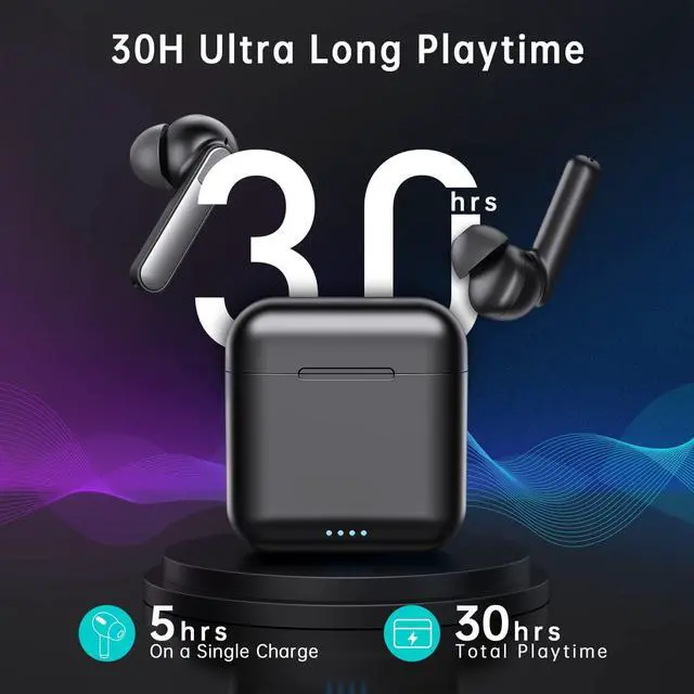 Alt view image 3 of 7 - Wireless Earbuds, Bluetooth 5.1 Earbuds Noise Cancelling Wireless Headphones, Deep Bass with Type C Charging Case Waterproof Built-in Mic Headset for iPhone Android Black