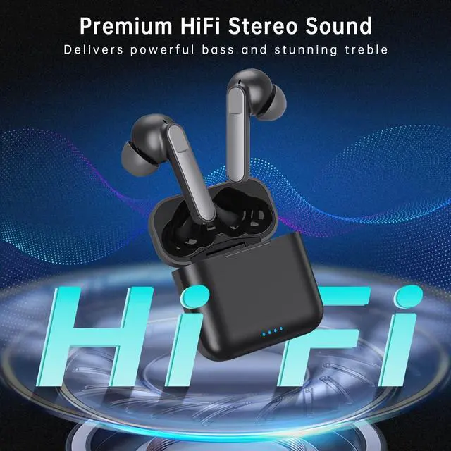Alt view image 4 of 7 - Wireless Earbuds, Bluetooth 5.1 Earbuds Noise Cancelling Wireless Headphones, Deep Bass with Type C Charging Case Waterproof Built-in Mic Headset for iPhone Android Black