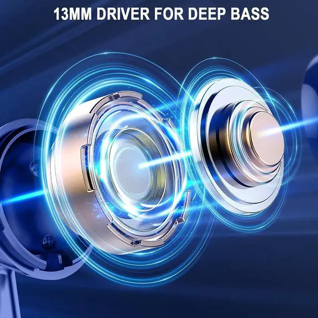 Alt view image 2 of 5 - Bluetooth 5.3 Earbuds with LED Display, Bass Stereo, Noise Cancelling Mic, 40H Playback - Waterproof Sports Earphones for Android/iOS