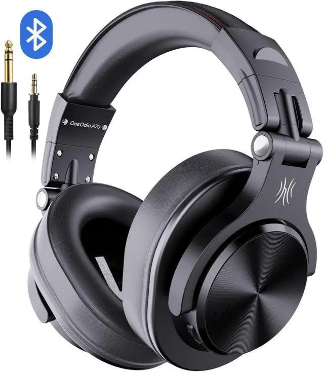 Main image of Over-Ear Headphones with Mic | Wireless & Corded Dual-Mode Headphones for Drum Piano PC Phones Laptop-72 Hours Playtime-A70 Black