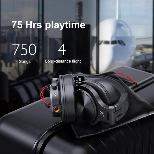 Alt view image 2 of 7 - Over-Ear Headphones with Mic | Wireless & Corded Dual-Mode Headphones for Drum Piano PC Phones Laptop-72 Hours Playtime-A70 Black