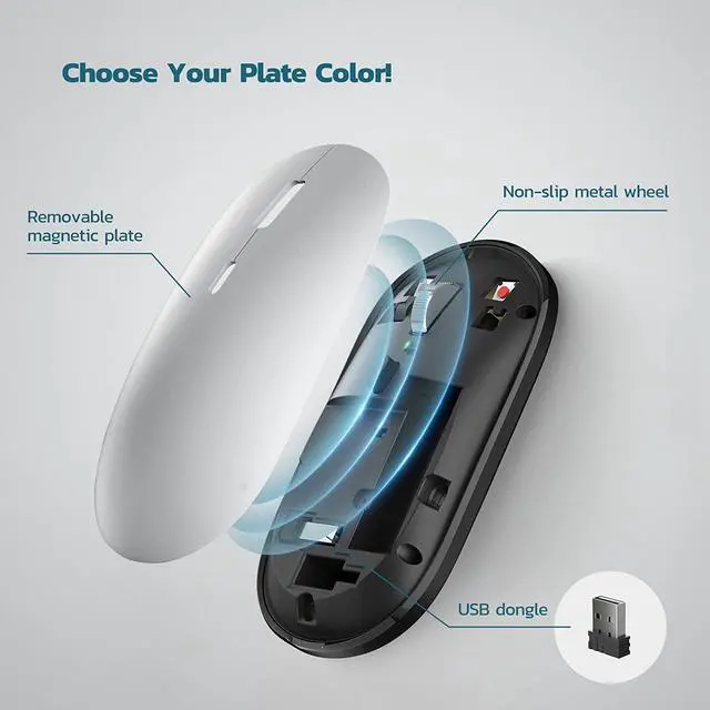 Alt view image 5 of 7 - 2.4G Wireless Mouse with Magnetic Plate, Computer Mouse with 3 Adjustable DPI Level, Ultra-Thin and Portable, Slim Silent Mouse with USB Dongle for PC, Laptop, Notebook, Desktop-Black