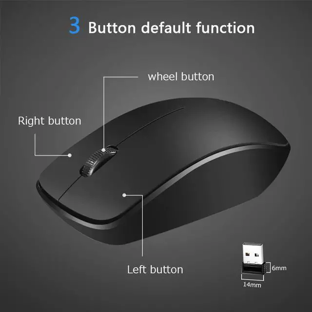 Alt view image 7 of 7 - Wireless Mouse Full Size Ambidextrous Curve Design, Precise Cursor Control Scrolling Wide Scroll Wheel Thumb Grips for Laptop, Computer