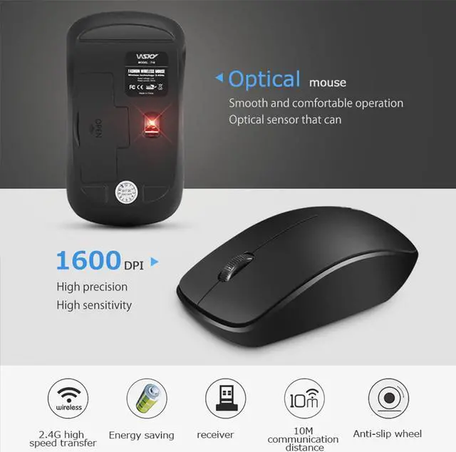 Alt view image 3 of 7 - Wireless Mouse Full Size Ambidextrous Curve Design, Precise Cursor Control Scrolling Wide Scroll Wheel Thumb Grips for Laptop, Computer