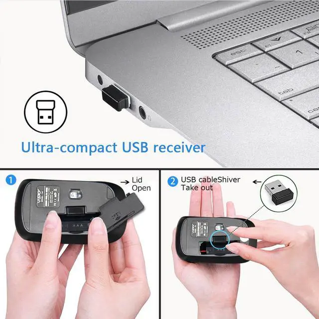Alt view image 5 of 7 - Wireless Mouse Full Size Ambidextrous Curve Design, Precise Cursor Control Scrolling Wide Scroll Wheel Thumb Grips for Laptop, Computer