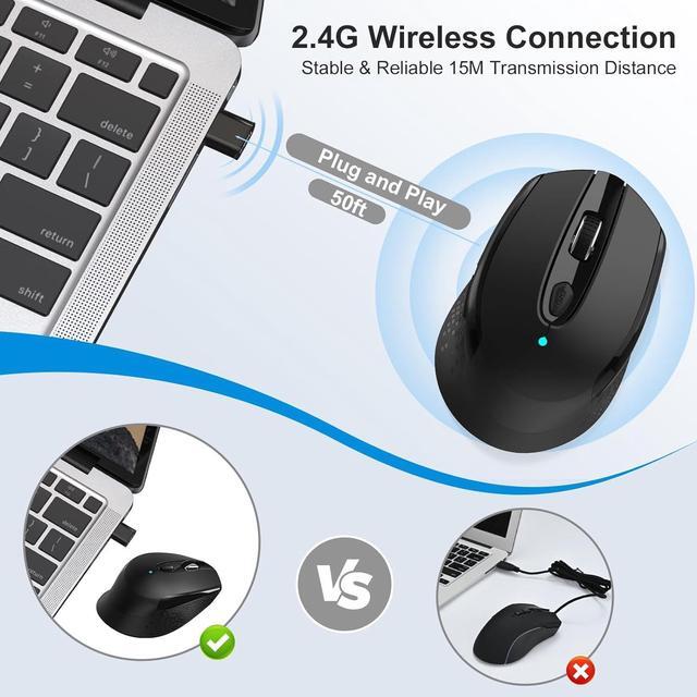 Alt view image 2 of 7 - USB C Wireless Computer Mouse, 2.4G Silent Cordless Mouse for Laptop, Type C Portable Mouse with 6 Buttons and 3 Adjustable DPI for Laptop, Deskbtop, MacBook, PC