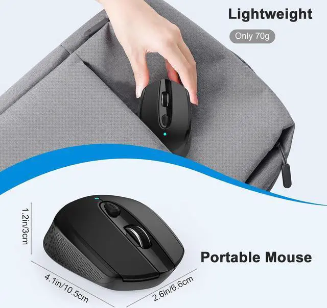 Alt view image 6 of 7 - Wireless Mouse, 2.4G Wireless Ergonomic Optical Mouse, Cimetech Slim Silent Mouse with USB Receiver and 3 Adjustable DPI Cordless Computer Mouse for Laptop, Desktop, MacBook, PC, 6 Buttons,Plug &Play