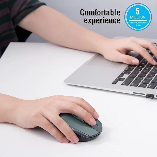 Alt view image 2 of 7 - Wireless Mouse, 2.4G Wireless Ergonomic Optical Mouse, Cimetech Slim Silent Mouse with USB Receiver and 3 Adjustable DPI Cordless Computer Mouse for Laptop, Desktop, MacBook, PC, 6 Buttons,Plug &Play