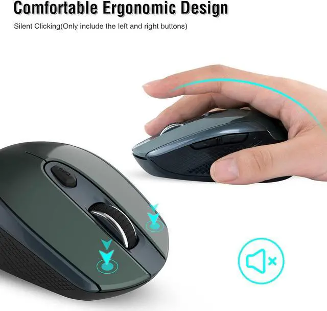 Alt view image 4 of 7 - Wireless Mouse, 2.4G Wireless Ergonomic Optical Mouse, Cimetech Slim Silent Mouse with USB Receiver and 3 Adjustable DPI Cordless Computer Mouse for Laptop, Desktop, MacBook, PC, 6 Buttons,Plug &Play