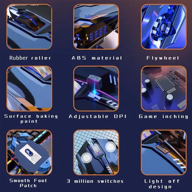 Alt view image 4 of 7 - Wired Gaming Mouse with Side Buttons Computer Mice with RGB LED Backlit Black Silent Mice