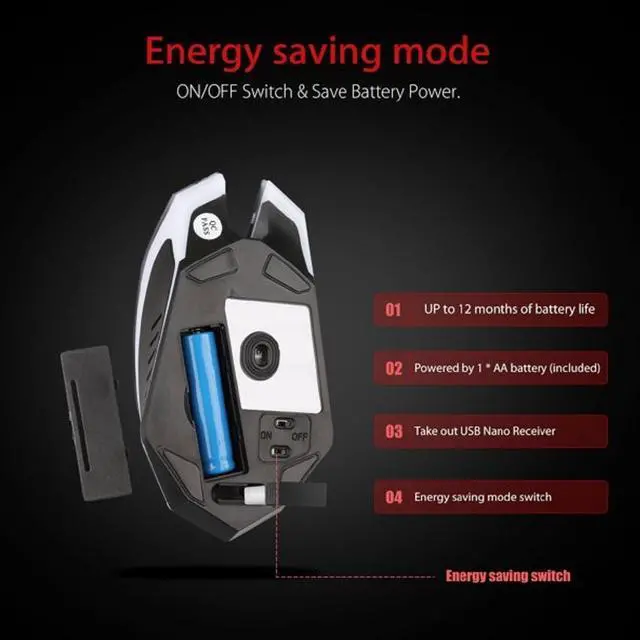 Alt view image 6 of 7 - Wireless USB Optical Gaming Mouse Mice with Nano USB Receiver, for Computer Laptop Gamer(Multi Color Variation)