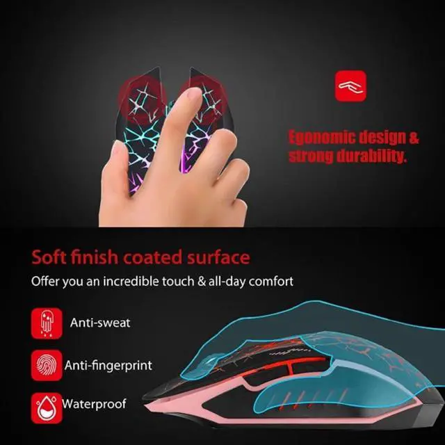 Alt view image 5 of 7 - Wireless USB Optical Gaming Mouse Mice with Nano USB Receiver, for Computer Laptop Gamer(Multi Color Variation)