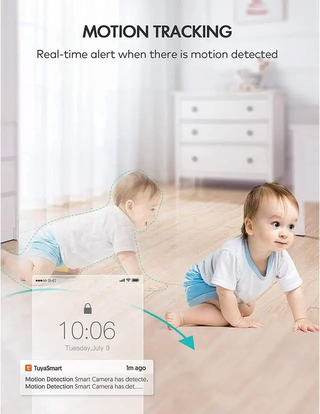 Alt view image 6 of 7 - 360° Wireless 5G Nanny Cam with Safety Alerts, 4MP HD WiFi Camera for Human & Pet Detection, Home Security Camera with Two-Way Audio, Motion Tracking, IR Night Vision, Sleep Tracking