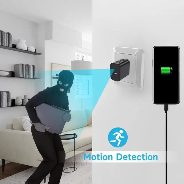 Alt view image 4 of 7 - 1080P Camera Portable 64GB Camera with Night Vision and Motion Detection,Nanny Cam Home