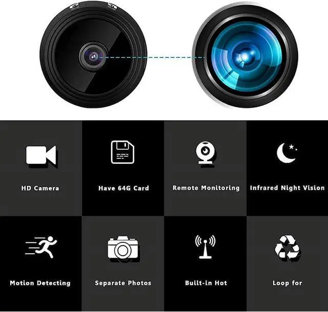 Alt view image 4 of 7 - Mini WiFi Hidden Cameras with Audio and Video Live Feed,with Cell Phone App Wireless Recording -1080P HD Nanny Cams with Night Vision.Tiny Cameras for Indoor/Outdoor Using