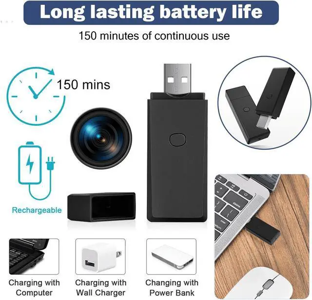 Alt view image 2 of 7 - Hidden Video Camera  Portable Spy Video Camera USB 32GB Disk Covert Nanny Video Recorder with Motion Detection  Security Cameras for Home, Office