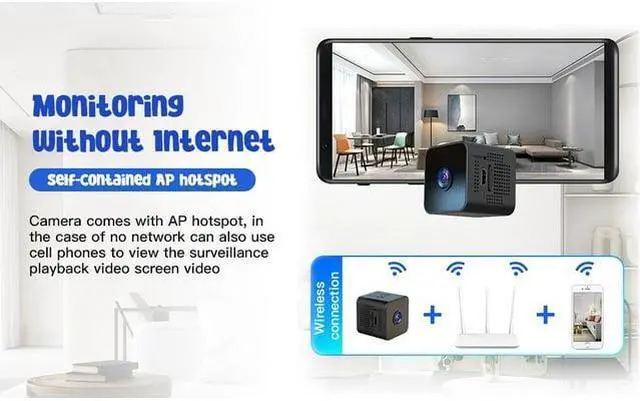 Alt view image 7 of 7 - Mini Spy Camera Wireless Hidden 1080P WiFi Nanny Mini Surveillance Cameras with Audio and Video for Home Security,Phone App Wireless Full HD Recorder with Motion Detection and Night Vision