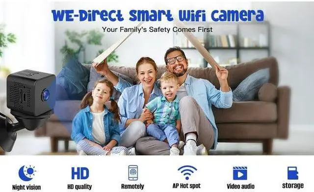 Alt view image 2 of 7 - Mini Spy Camera Wireless Hidden 1080P WiFi Nanny Mini Surveillance Cameras with Audio and Video for Home Security,Phone App Wireless Full HD Recorder with Motion Detection and Night Vision