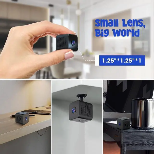 Alt view image 4 of 7 - Mini Spy Camera Wireless Hidden 1080P WiFi Nanny Mini Surveillance Cameras with Audio and Video for Home Security,Phone App Wireless Full HD Recorder with Motion Detection and Night Vision