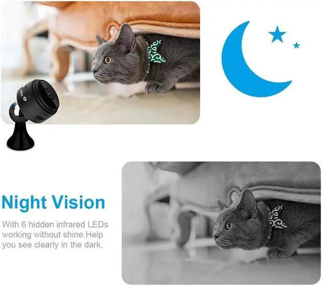 Alt view image 5 of 7 - Hidden Cameras, Mini WiFi Camera 1080P Full Home Security Micro Cam Video Audio Recorder Camcorder Night Vision Micro Cam