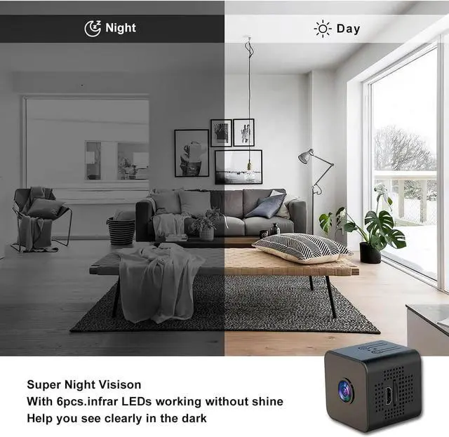 Alt view image 5 of 7 - 2 Pcs Mini Camera, WiFi Hidden Camera, Night Vision 4K HD Spy Cam for Home Security Easy to Set Wireless Indoor Smallest Camera with Motion Detection IP Camera Remote Viewing