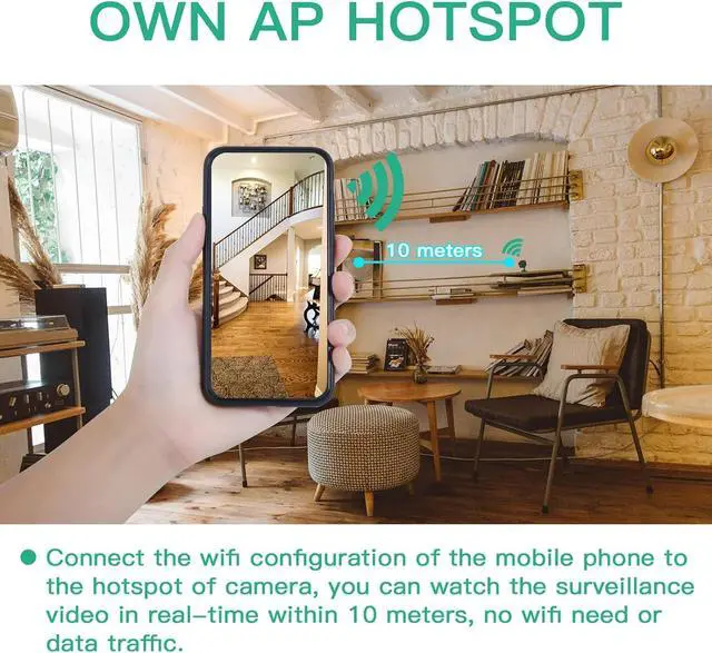 Alt view image 7 of 7 - 2 Pcs Mini Camera, WiFi Hidden Camera, Night Vision 4K HD Spy Cam for Home Security Easy to Set Wireless Indoor Smallest Camera with Motion Detection IP Camera Remote Viewing