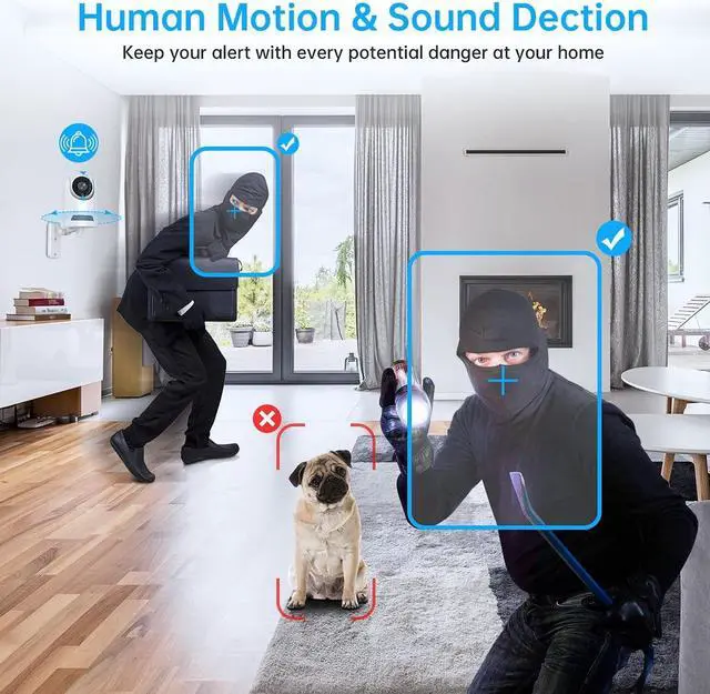 Alt view image 6 of 7 - 360° Wireless 5G Nanny Cam with Safety Alerts, 4MP HD WiFi Camera for Human & Pet Detection, Home Security Camera with Two-Way Audio, Motion Tracking, IR Night Vision