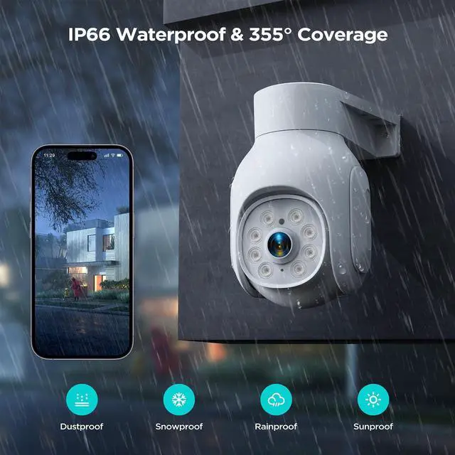 Alt view image 4 of 7 - 2 Pack SC25 2K/3MP Wired Security Camera Outdoor PTZ WiFi Dome Surveillance Camera
