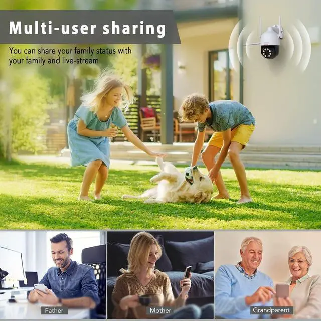 Alt view image 7 of 7 - Wired Security Camera with Spotlight, 2K WiFi Outdoor Camera Camera 360° View, Night Vision, Surveillance Camera with PIR Motion Sensor, 2 Way Audio