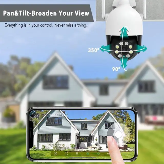 Alt view image 5 of 7 - Wired Security Camera with Spotlight, 2K WiFi Outdoor Camera Camera 360° View, Night Vision, Surveillance Camera with PIR Motion Sensor, 2 Way Audio