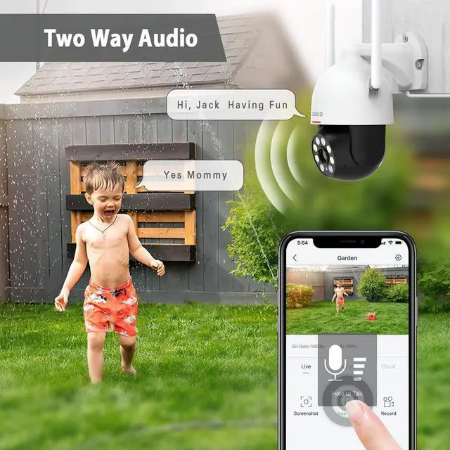 Alt view image 6 of 7 - Wired Security Camera with Spotlight, 2K WiFi Outdoor Camera Camera 360° View, Night Vision, Surveillance Camera with PIR Motion Sensor, 2 Way Audio