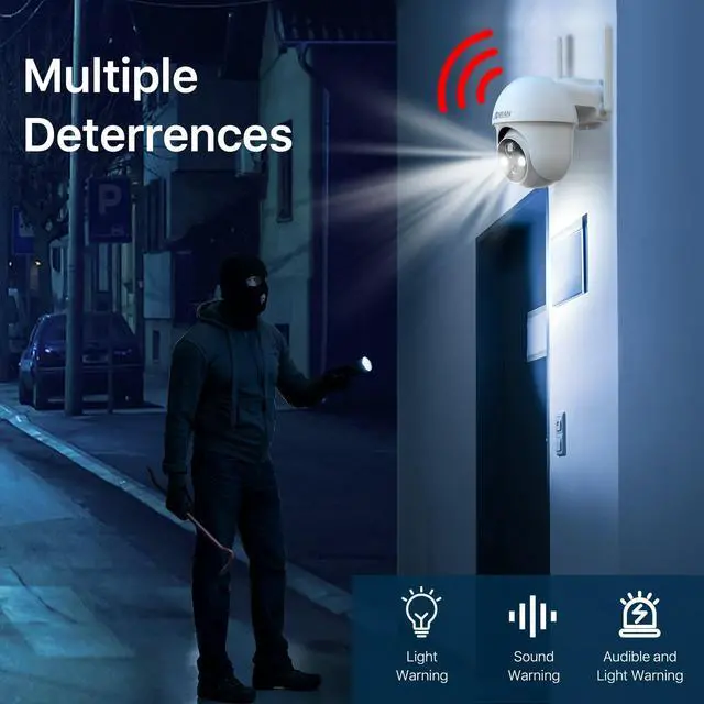 Alt view image 6 of 7 - 2K Solar Security Camera with Spotlight, ANRAN 360° View Wireless Outdoor Camera, Waterproof PIR Detection, Rechargeable Battery Powered Home Surveillance Camera with Color Night Vision 2-Way Audio