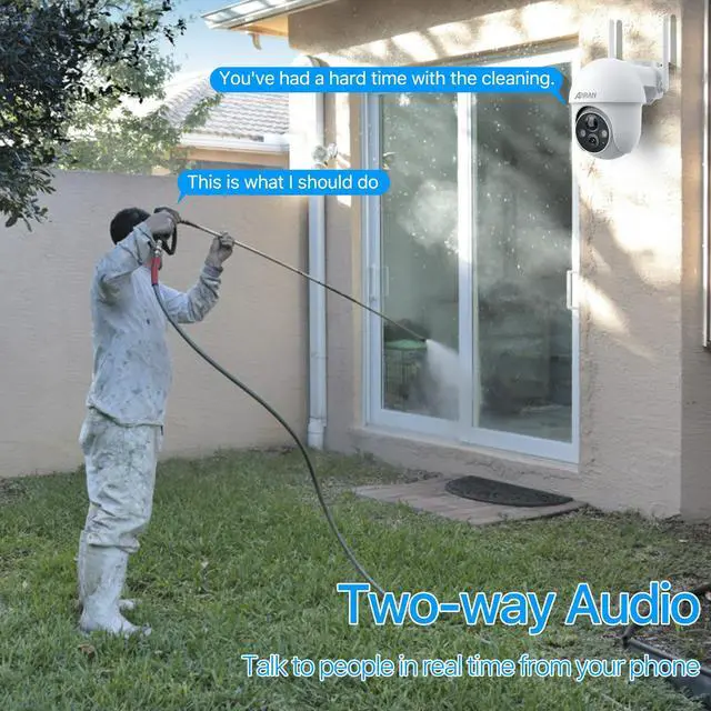 Alt view image 3 of 7 - 2K Solar Security Camera with Spotlight, ANRAN 360° View Wireless Outdoor Camera, Waterproof PIR Detection, Rechargeable Battery Powered Home Surveillance Camera with Color Night Vision 2-Way Audio