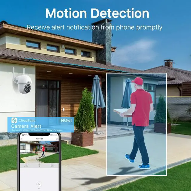 Alt view image 7 of 7 - 2K Solar Security Camera with Spotlight, ANRAN 360° View Wireless Outdoor Camera, Waterproof PIR Detection, Rechargeable Battery Powered Home Surveillance Camera with Color Night Vision 2-Way Audio