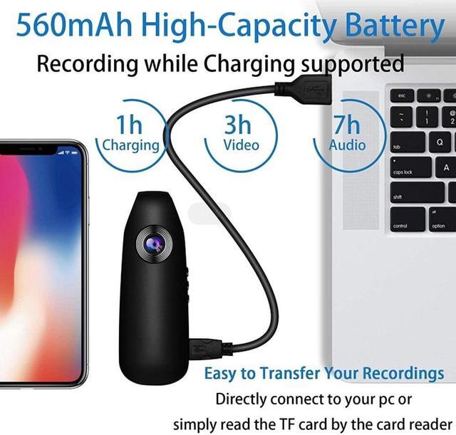 Alt view image 2 of 7 - Mini Body Camera 1080P Hidden Cameras Body Mounted Video Camera, Small Personal Wearable Pocket Body Worn Cam Bike Camera for Cycling Home Office Security