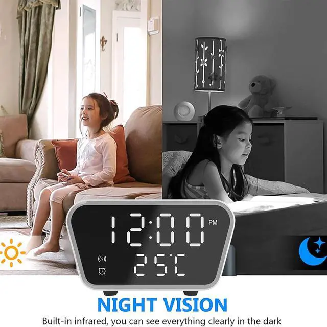 Alt view image 6 of 7 - 1080p Full Hd Wifi Mini CameraMotion Detection Clock Camcorder Wireless Charging Alarm Camera Clock,Smart Reminders with Smartphone Connection,128GB